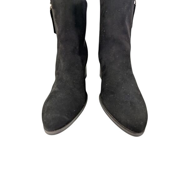 NWT! OLD NAVY! BLACK VEGAN SUEDE MICROFIBER CHUNKY HEEL ANKLE BOOTS! SZ 7M - Picture 5 of 12